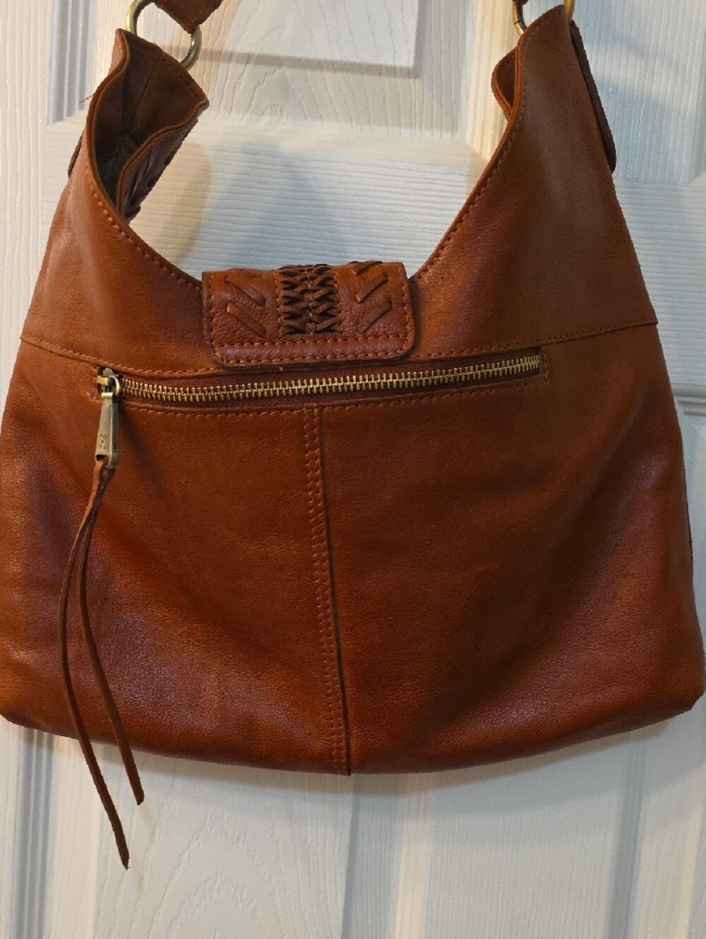 HOBO Cognac Braided Leather Hobo Bag - Picture 3 of 3